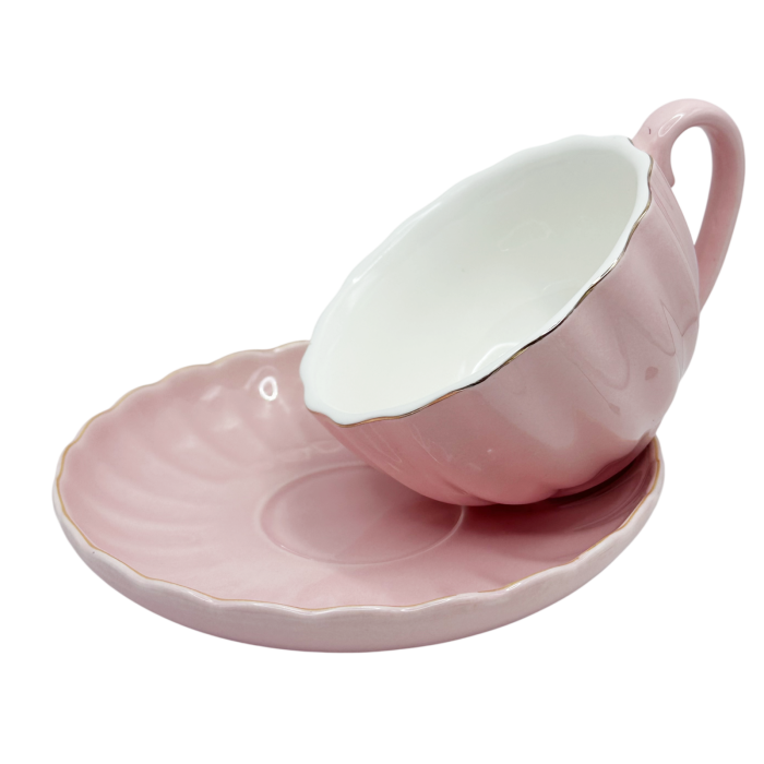 Set Ceasca 200 ml si Farfurie PETAL, Roz [2]