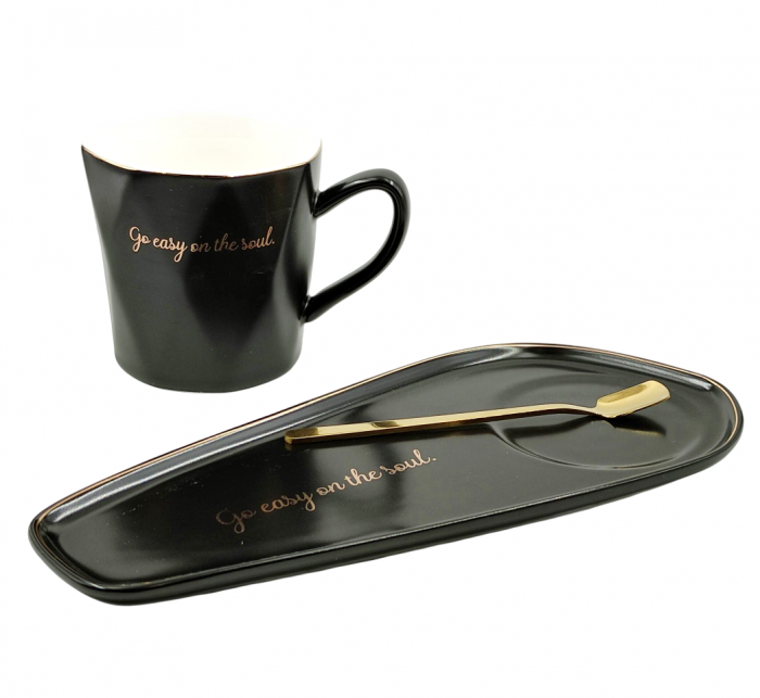 Set Ceasca 250ml & Farfurie SOUL, Negru [2]
