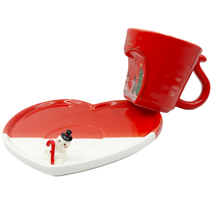 Set Ceasca cu Farfurioara Inima cu Mos Craciun JOY [3]