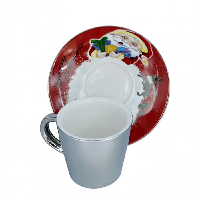 Set Ceasca si Farfurie Craciun MIRROR, Rosu, 150ml [3]