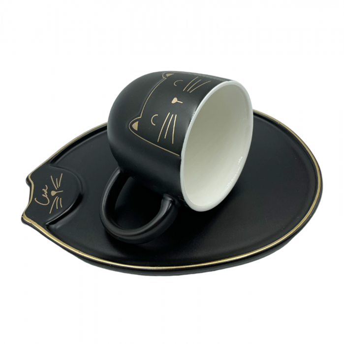 Set Ceasca si Farfurie, Pisica SIMBA, Negru, 200ml [3]