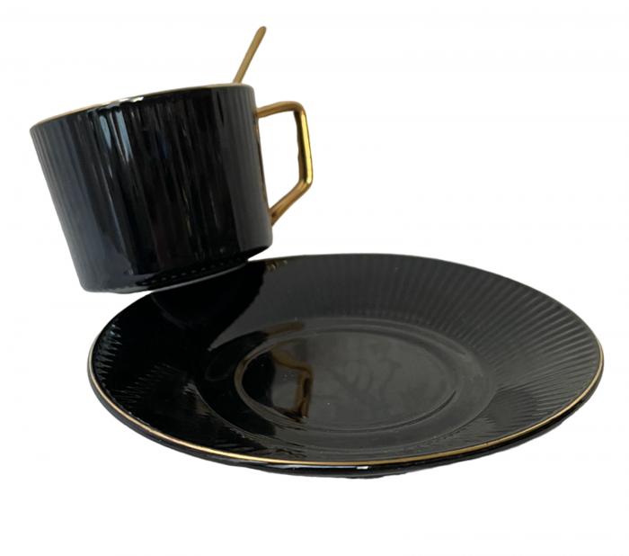 Set Ceasca si Farfurie CHARLIE, Negru, 200ml [2]