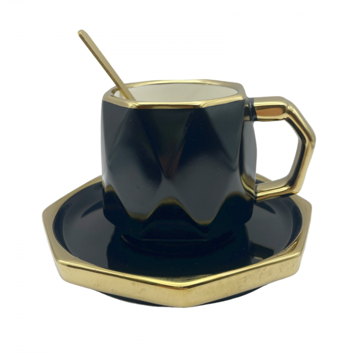 Set Ceasca si Farfurie Diamond, Negru, 200ml [1]