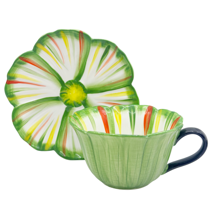 Set Ceasca verde si Farfurie floare BLOOM [3]