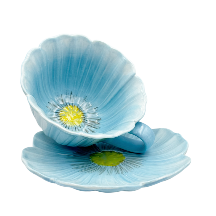 Set Ceasca si Farfurie floare POPPY albastru-deschis [4]