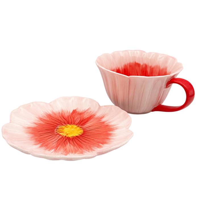 Set Ceasca si Farfurie roz floare POPPY [4]