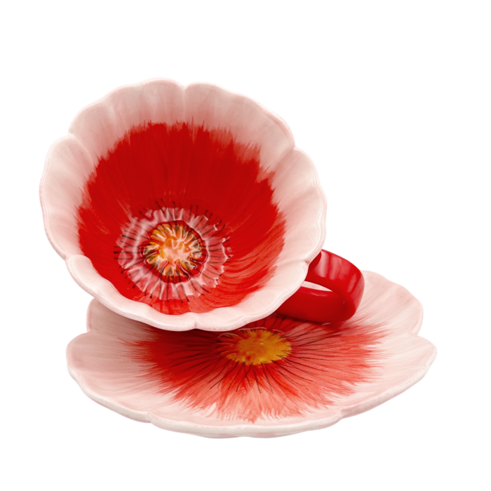 Set Ceasca si Farfurie roz floare POPPY [2]