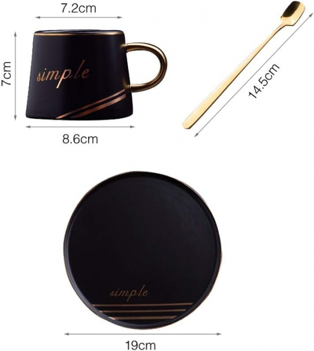 Set 2 cesti & 2 farfurii DENZEL Alb/ Negru, 220ml [4]
