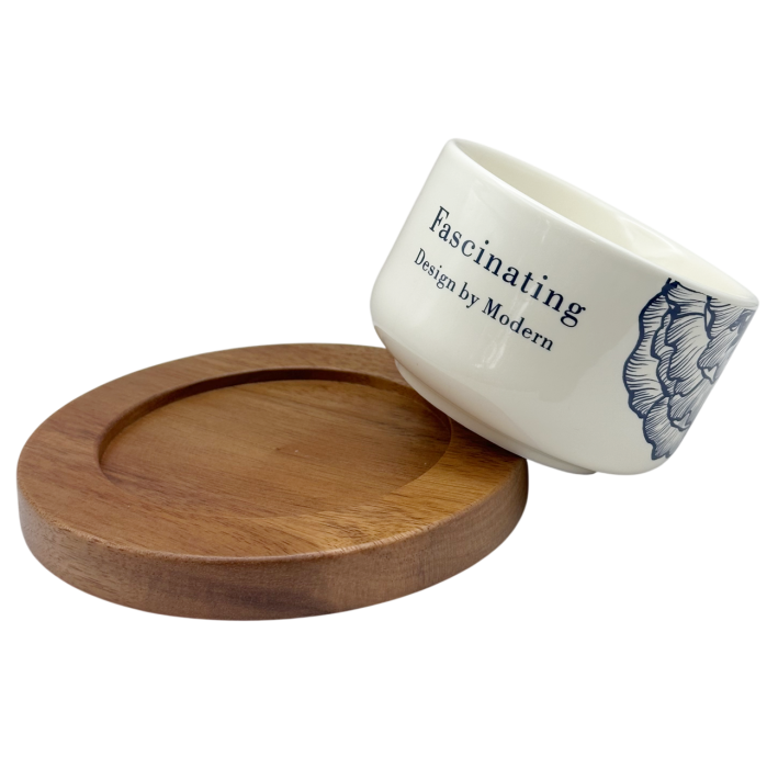 Cana ceramica 250 ml RUTH cu suport din lemn [4]