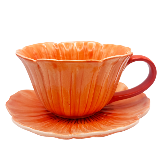 Set Ceasca si Farfurie floare POPPY, Portocaliu [3]