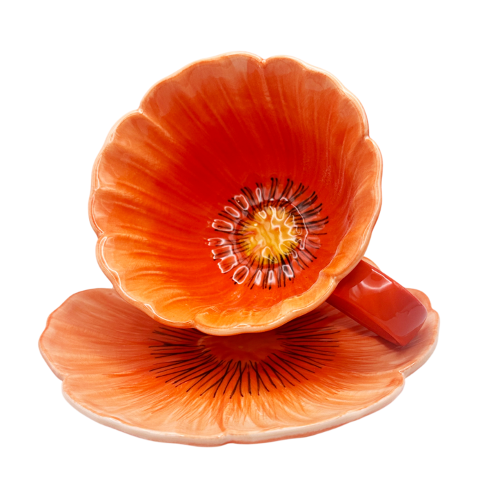 Set Ceasca si Farfurie floare POPPY, Portocaliu [2]