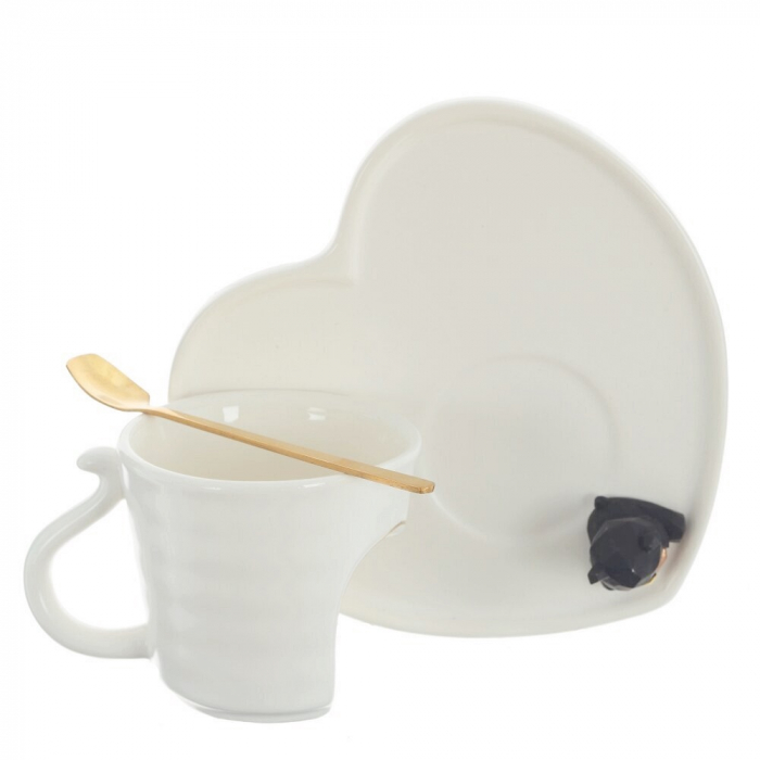 Set 2 Cesti & 2 Farfurii TEDDY IN LOVE, 125ml [5]