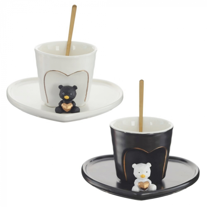 Set 2 Cesti & 2 Farfurii TEDDY IN LOVE, 125ml [1]