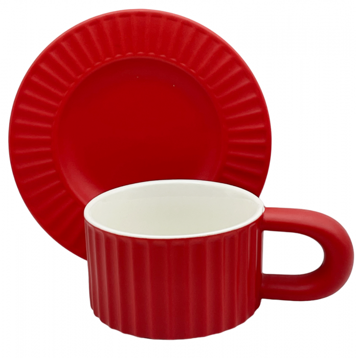 Set Ceasca si Farfurie VIGGO, Rosu, 200ml [3]