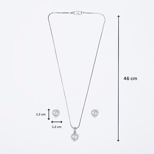 Set Cercei si Pandantiv Inima din zirconiu ELOISE, Argintiu [6]