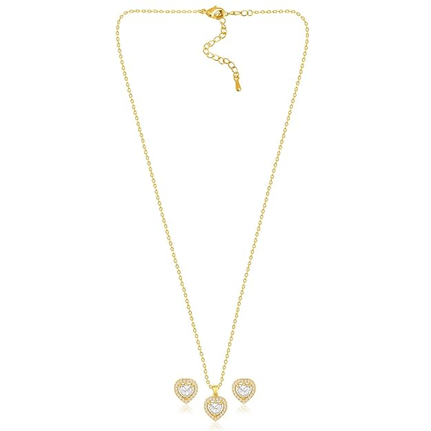 Set Cercei si Pandantiv Auriu Inima din zirconiu ELOISE [3]