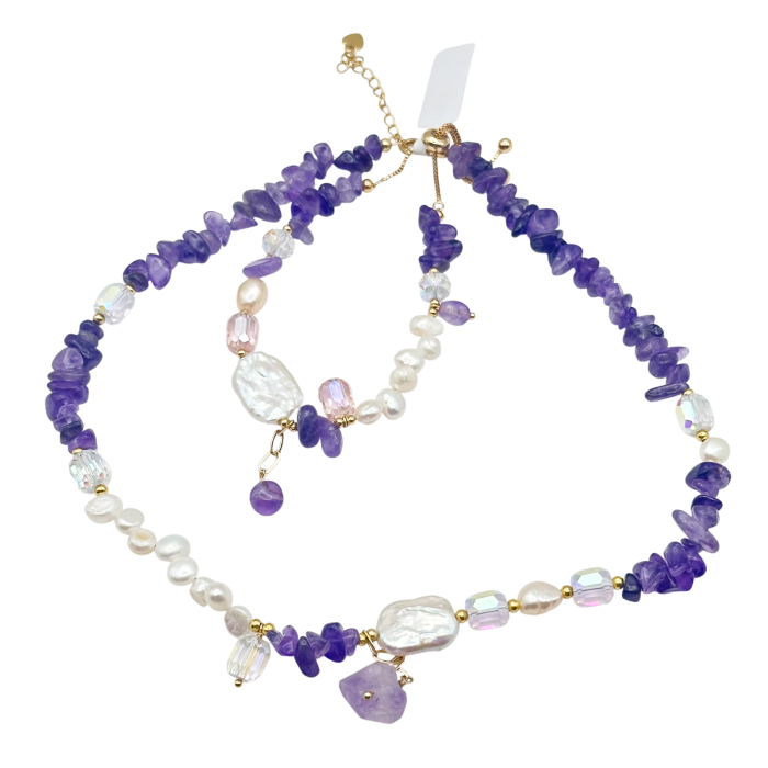 Set colier si bratara cu perle si ametist PURPLE GRACE [2]