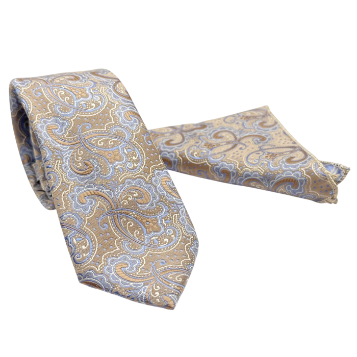 Set Cravata si Batista MILANO cu Model Paisley, Bej taupe [3]