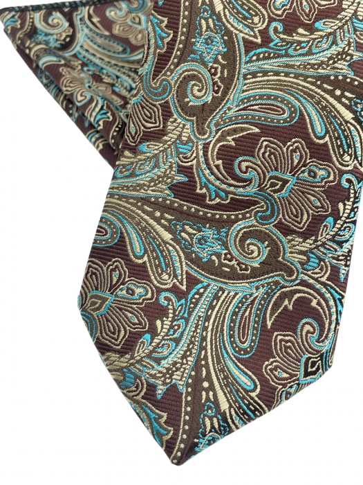 Set cravata slim cu batista Paisley ASHTON, Albastru Maro [3]