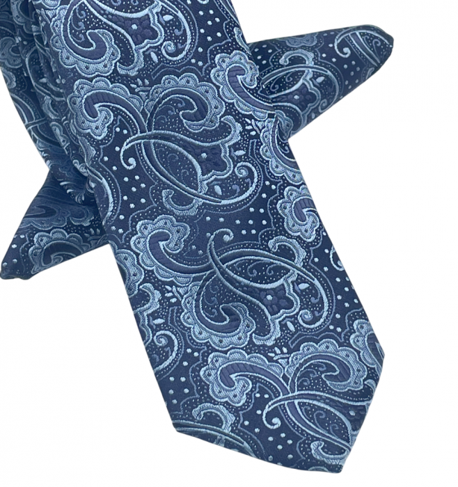 Set cravata slim cu batista Paisley CHARLIE, Albastru [3]