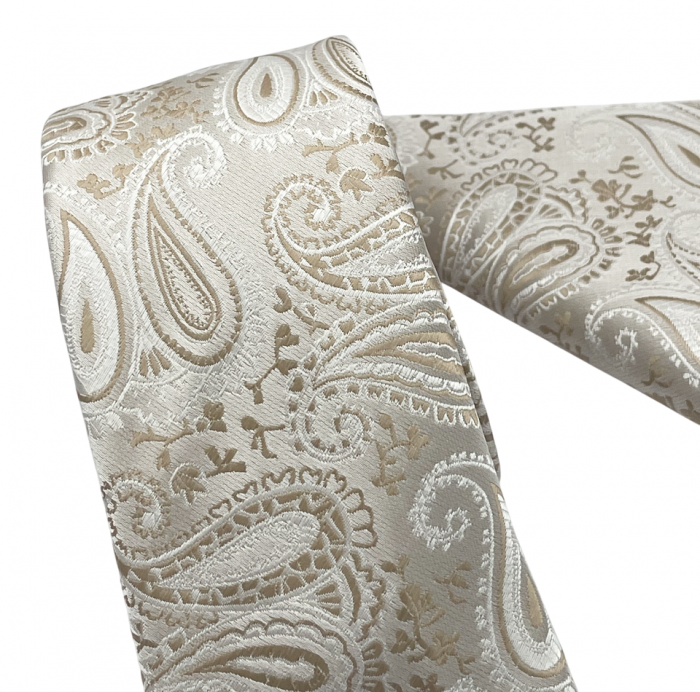 Set cravata slim cu batista Paisley DEXTER, Bej [5]