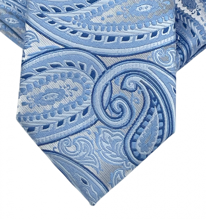 Set cravata slim cu batista Paisley PATRICK, Bleu [4]