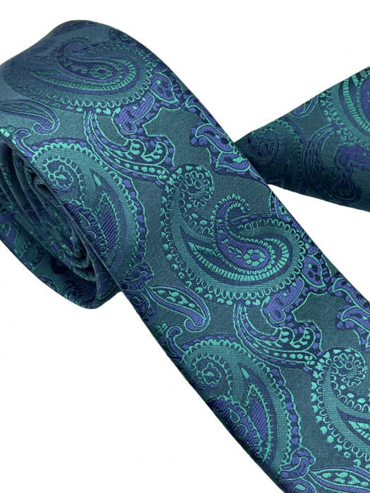 Set cravata slim cu batista Paisley TIMOTHY, Verde/ Albastru [5]