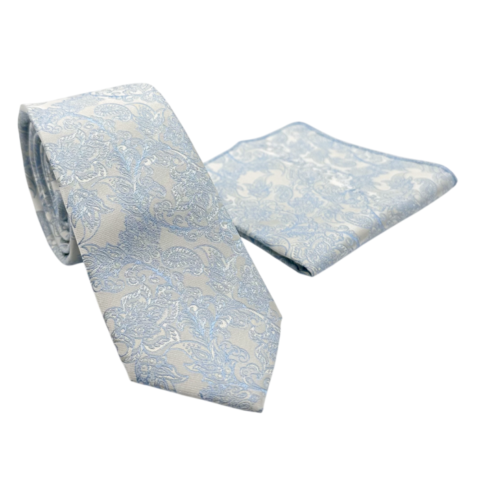Set Cravata si Batista BAROQUE, Model Paisley, Bleu [3]