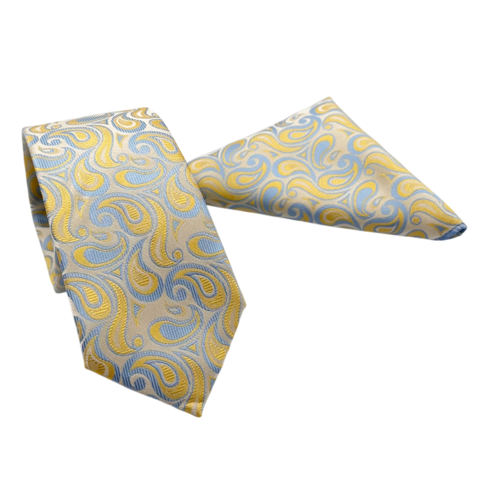 Set Cravata si Batista Arabesque Bleu & Auriu [3]