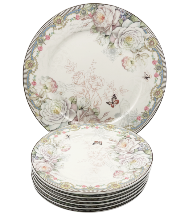 Set 6 Farfurii Desert & 1 Platou CLAUDETTE – Model Floral Vintage Deluxe [3]