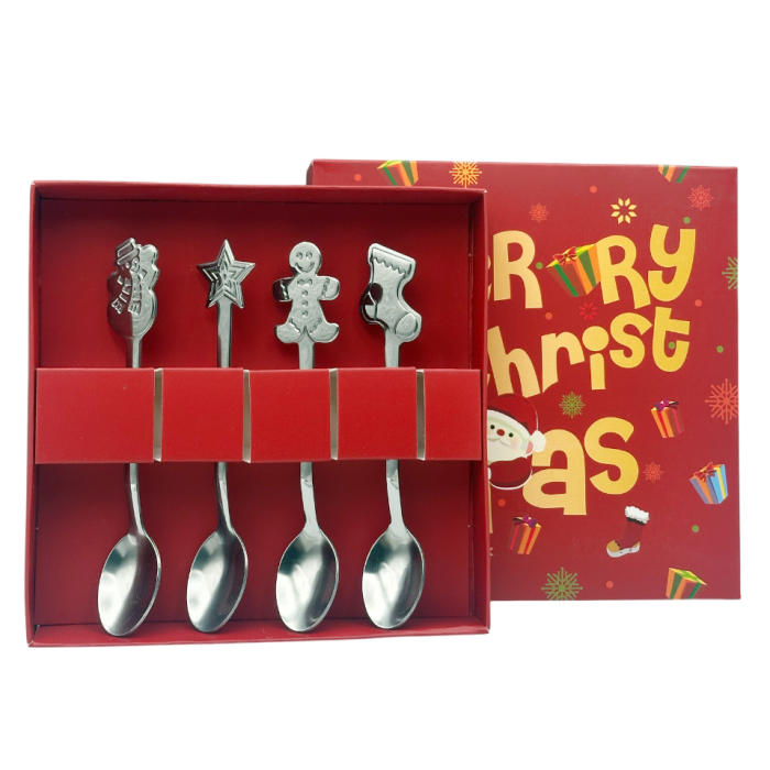 Set Lingurițe Crăciun Argintiu SEASON – 4 Piese, Modele Festive [1]