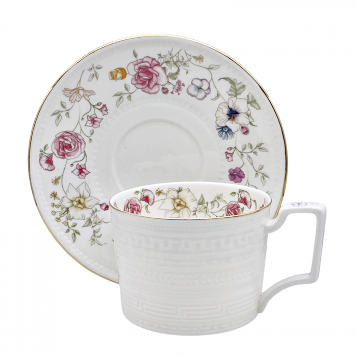 Set portelan fin, 2 Cesti si 2 Farfurii KATHERINE, 250ml [2]