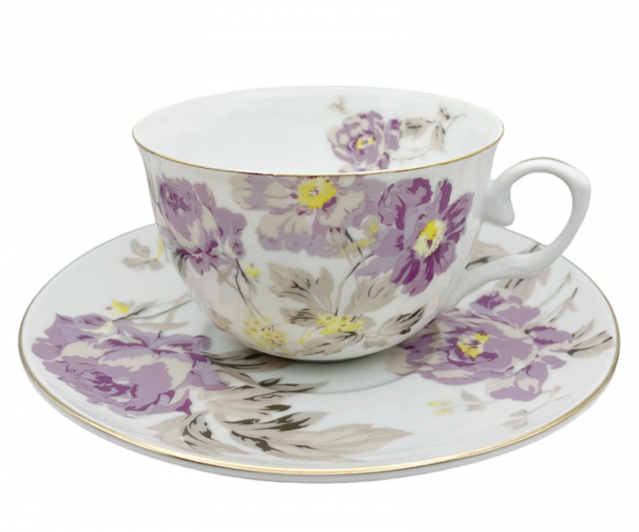 Set portelan fin, 2 Cesti si farfurii Violette, 180ml [3]