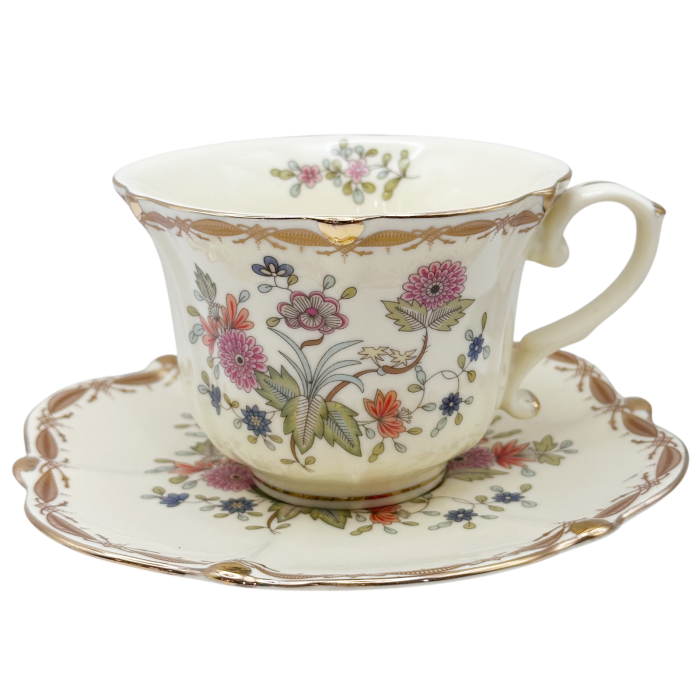Set Portelan Englezesc Vintage Crem flori portocalii - pentru cafea sau ceai [4]