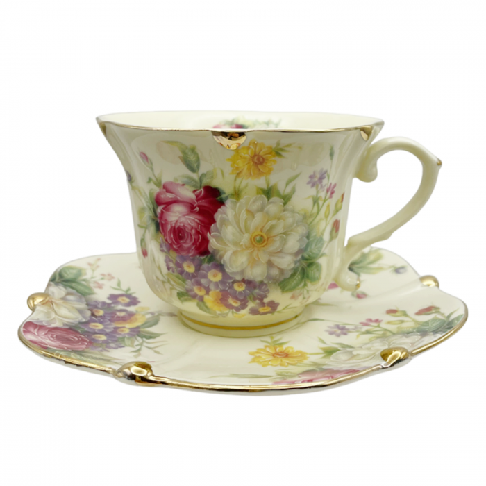 Set portelan Vintage, 2 Cesti si Farfurii Florence, 180ml [4]