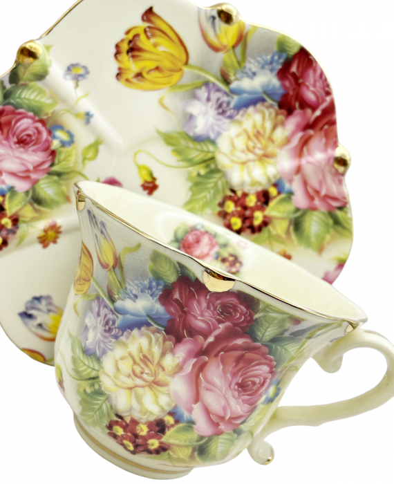 Set portelan Vintage, 2 Cesti si Farfurii GENEVIEVE, 180ml [4]