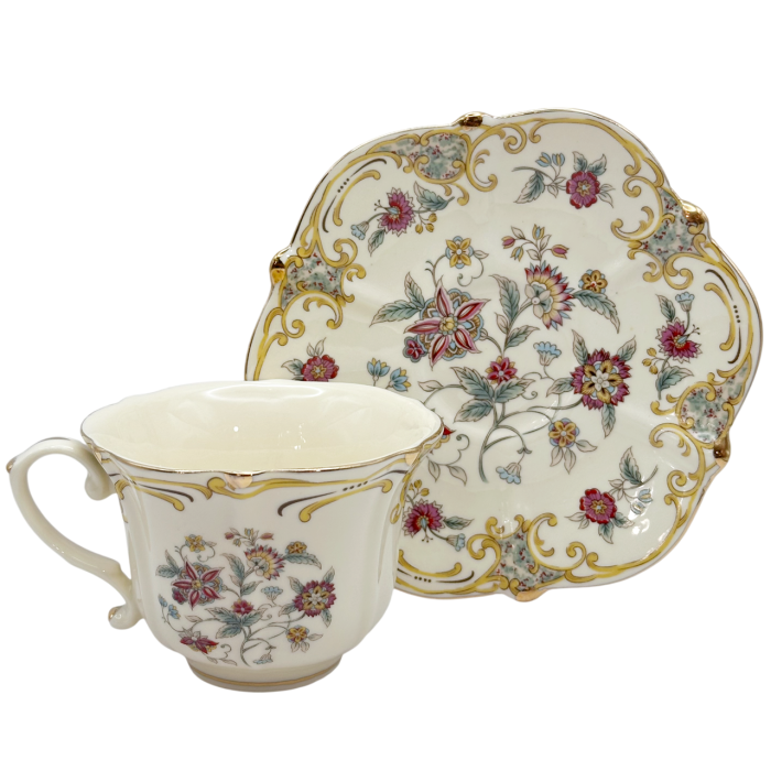 Set 2 cesti cu 2 farfurii din portelan Miriam floral [4]