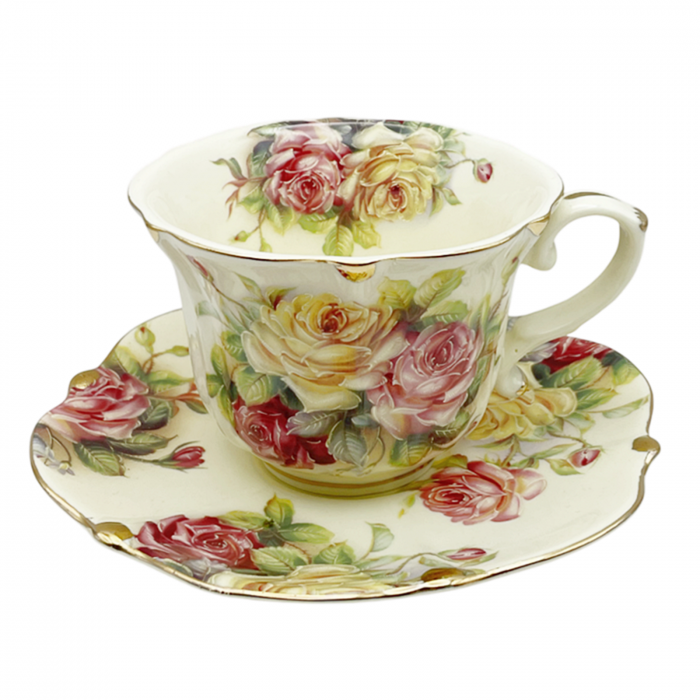 Set portelan Vintage, 2 Cesti si Farfurii Valerie, 180ml [3]