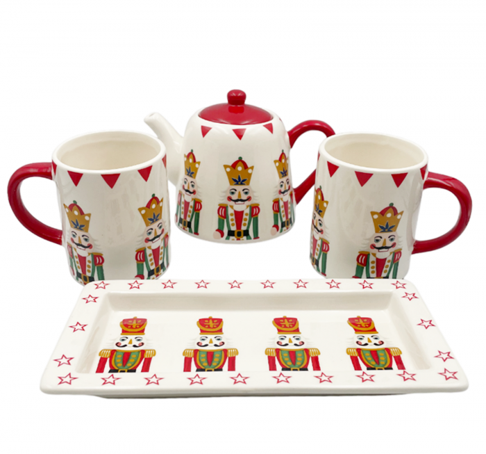 Set Ceainic, 2 Cani si Platou NUTCRACKER, Portelan [1]