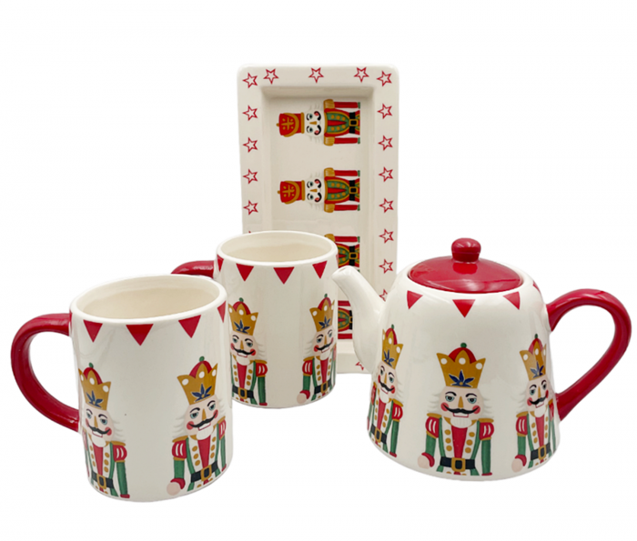 Set Ceainic, 2 Cani si Platou NUTCRACKER, Portelan [2]