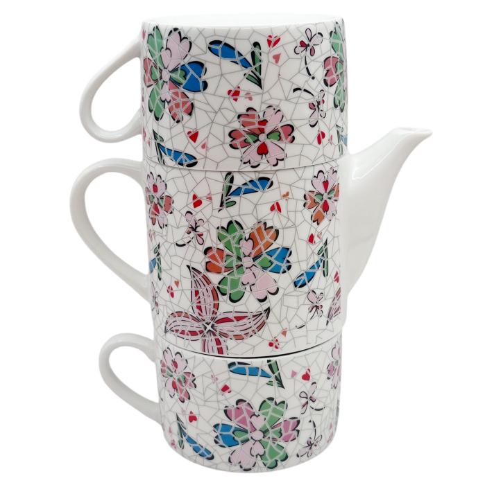 Set ceai pentru 2 persoane GAUDI PETALS - Portelan, 3 piese [2]