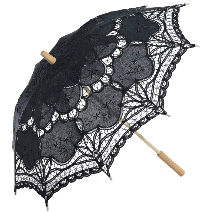 Set Umbrela si Evantai din Dantela Negru RETRO ROMANCE [2]