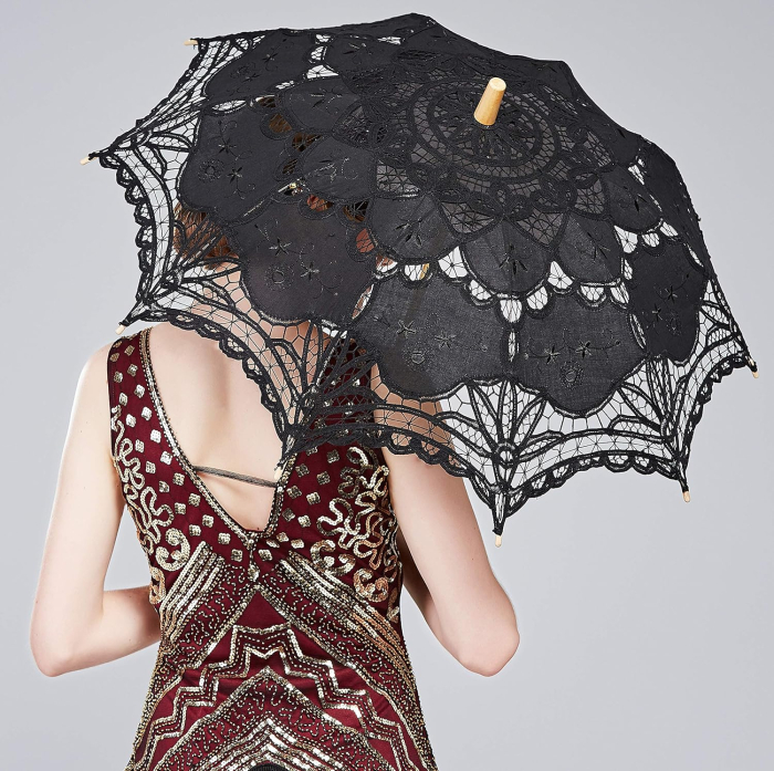 Set Umbrela si Evantai din Dantela Negru RETRO ROMANCE [5]