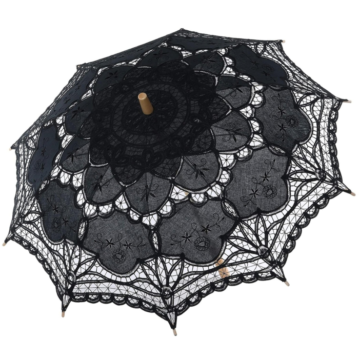 Set Umbrela si Evantai din Dantela Negru RETRO ROMANCE [4]