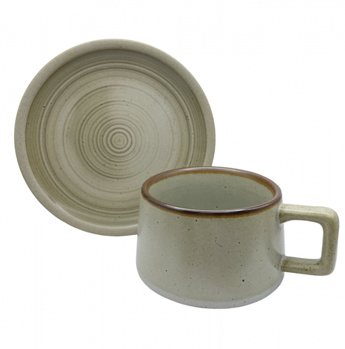 Set Ceasca & Farfurie LORENZO, Khaki, 220ml [4]