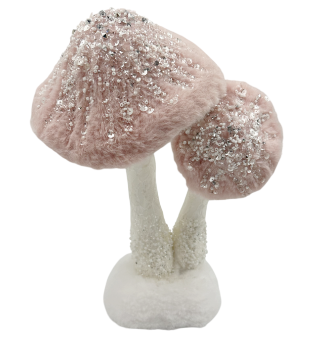 Ciuperci decorative roz pudrat cu paiete argintii DOLCE [1]