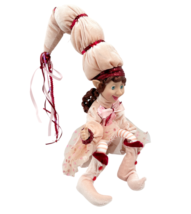 Spiridus decorativ cu hainute roz catifea ELSA [2]