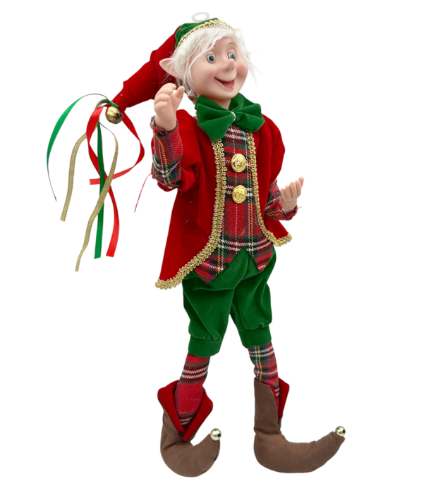 Spiriduș decorativ cu hainute din catifea si tartan FRASER, 28cm [1]