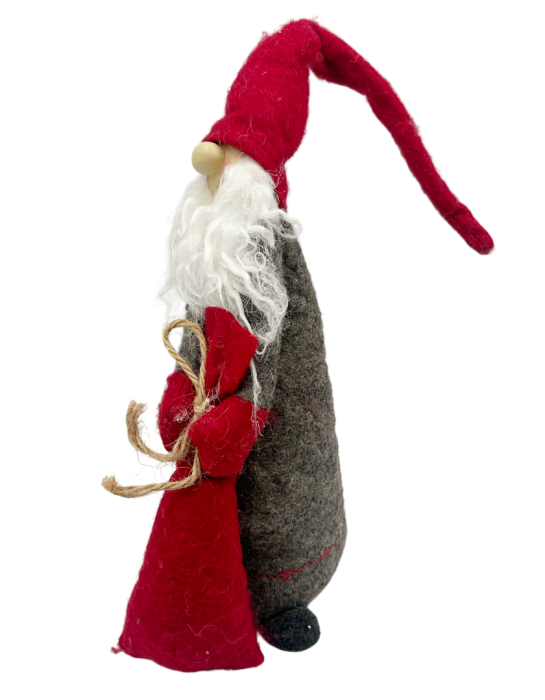 Spiridus decorativ gri cu saculet rosu DIXON, 25cm [2]