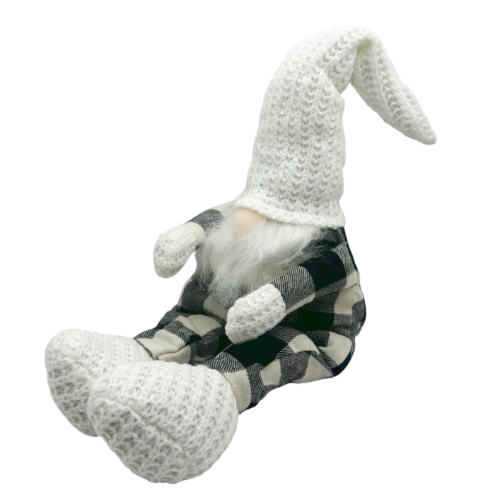 Spiriduș decorativ alb-negru cu caciula tricotată [2]